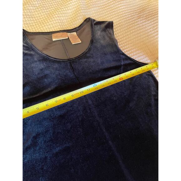 VTG Kathie Lee Collection Black Velvet Tank Midi Shirt Dress Size XL Whimsygoth - Picture 7 of 8